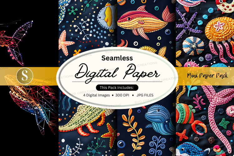 Seamless digital paper with ocean theme