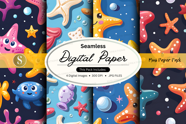 Seamless digital paper with underwater theme