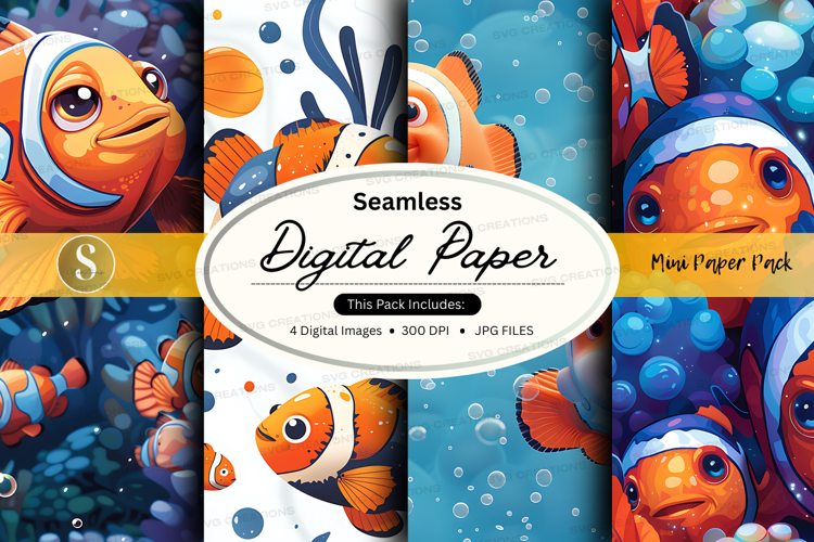 Seamless digital paper - clownfish pattern