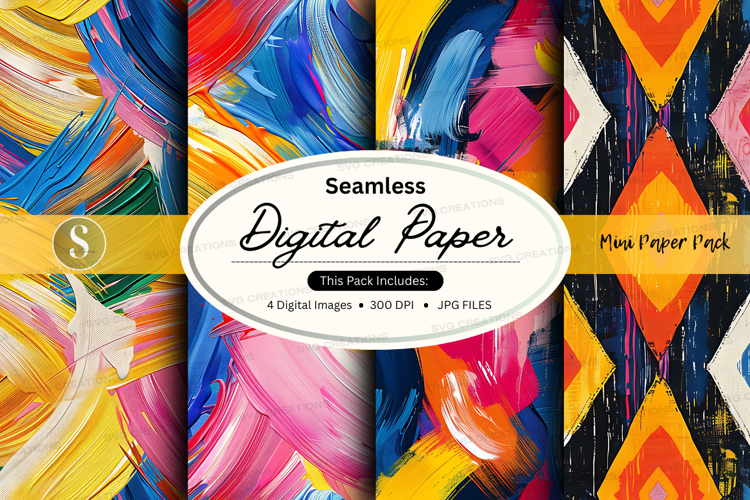 Seamless digital paper - colorful brush strokes pattern