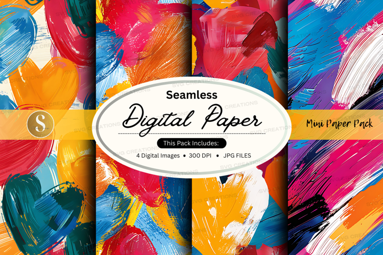 Seamless digital paper - bright abstract hearts pattern