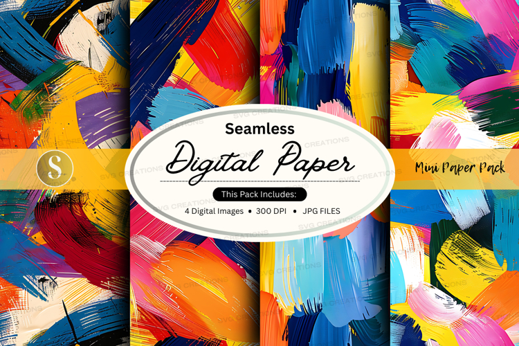 Seamless digital paper - multi color brush strokes
