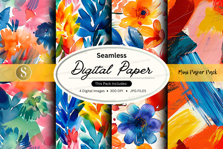 Seamless digital paper with floral pattern