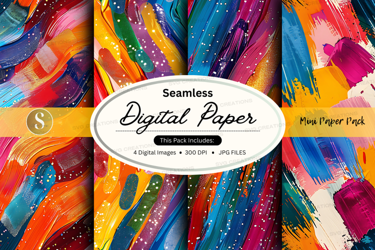 Seamless digital paper - multi color brush strokes