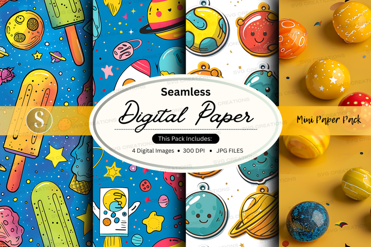 Seamless digital paper - space and candy theme