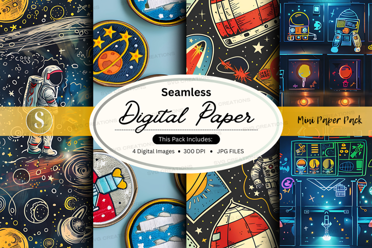 Seamless digital paper - space theme