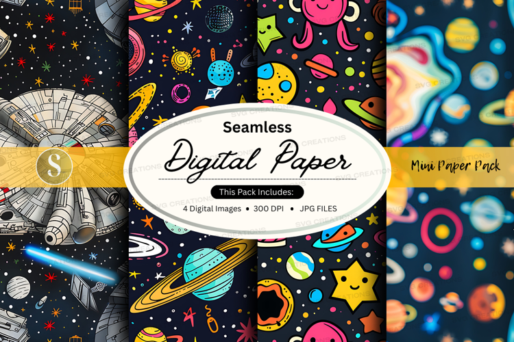 Seamless digital paper - space theme