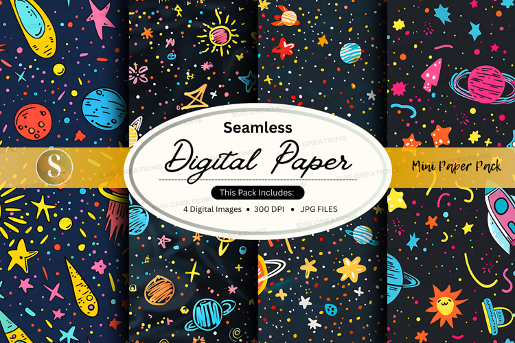 Seamless digital paper - space theme
