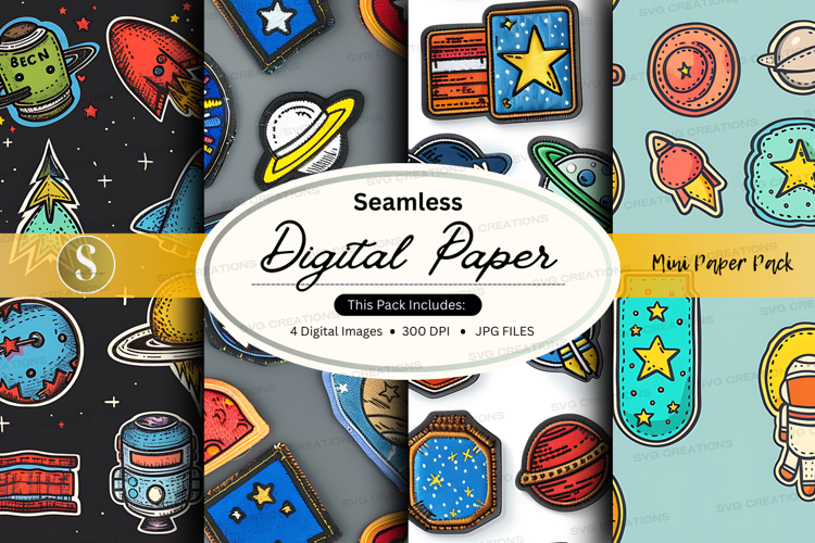 Seamless digital paper - space themed pattern