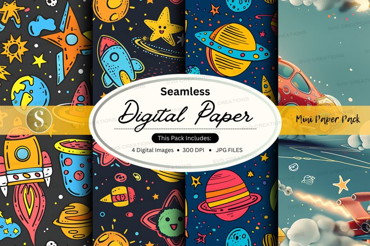 Seamless digital paper - space theme