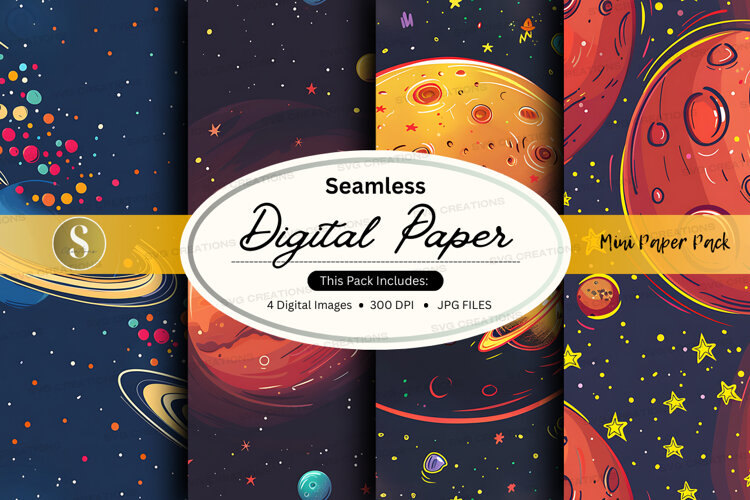 Seamless digital paper - space themed pattern pack