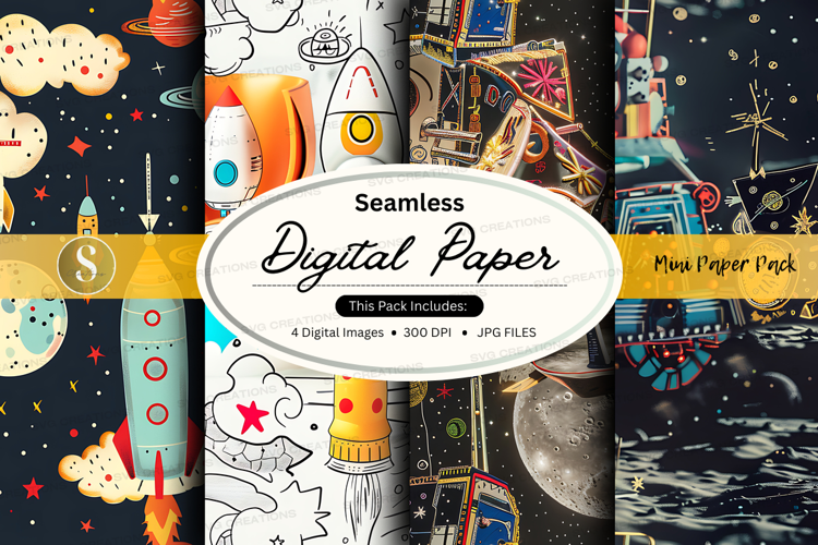Seamless digital paper - space theme