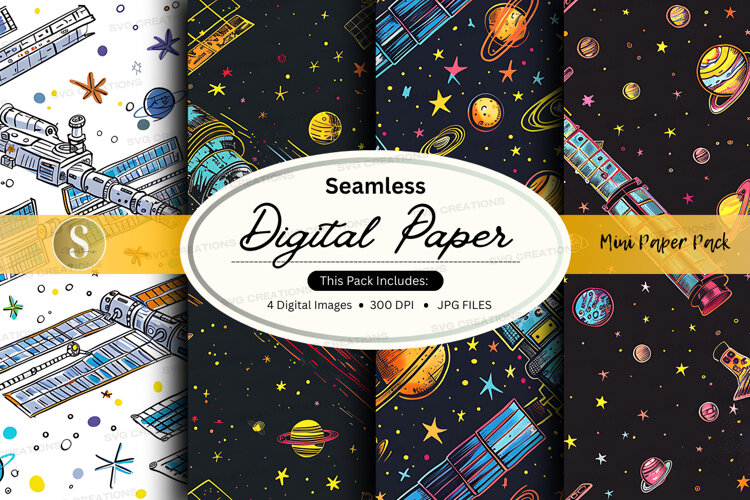 Seamless digital paper - space theme example image 1