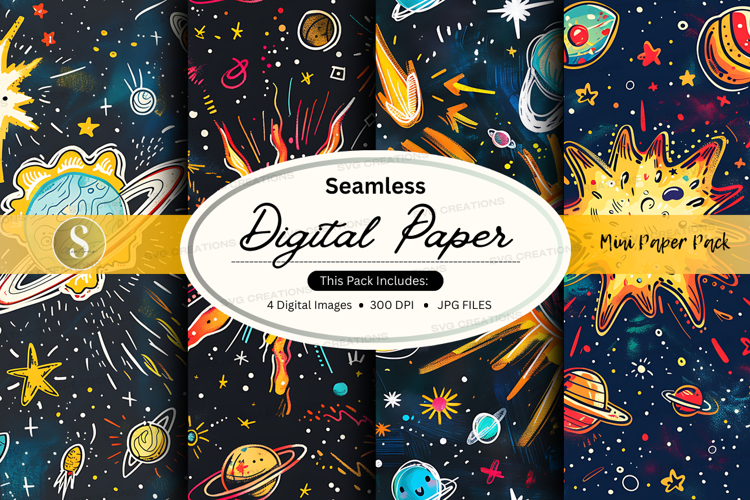 Seamless digital paper - space theme