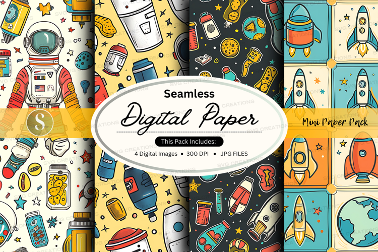 Seamless digital paper - space and science theme