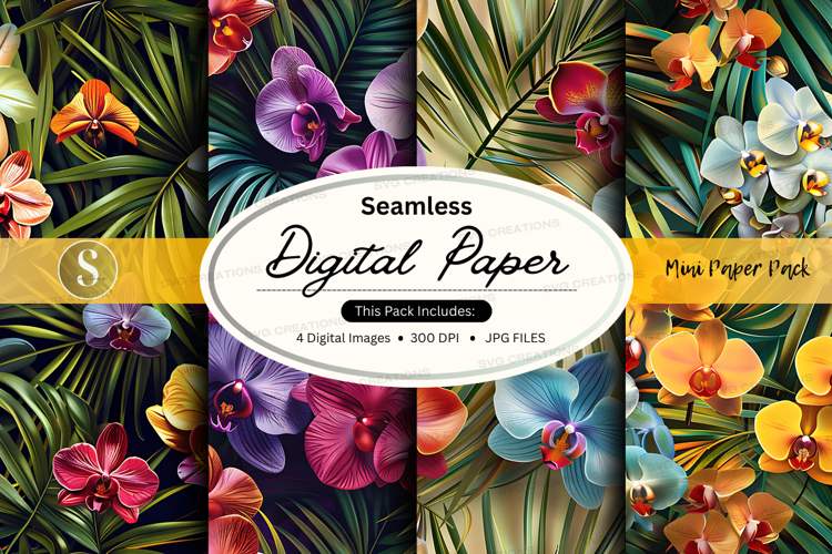 Tropical orchid seamless digital paper