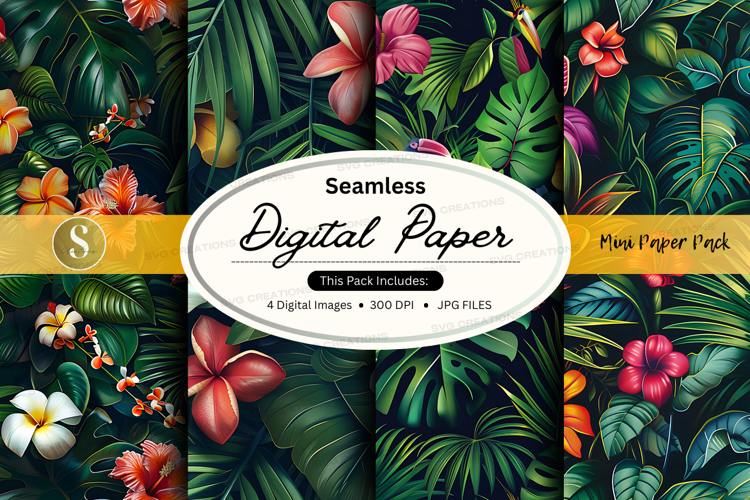 Seamless tropical digital paper mockup