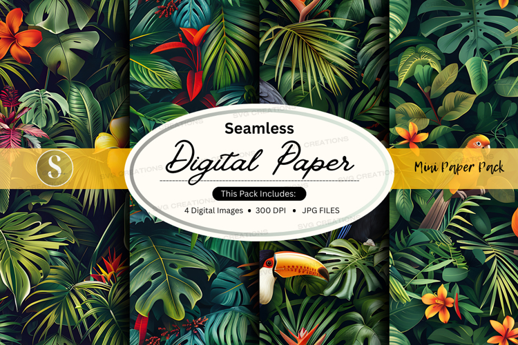 Tropical leaves seamless digital paper