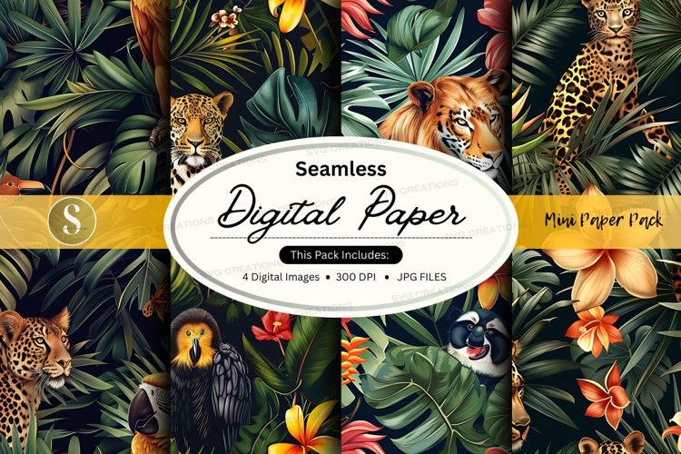 Seamless digital paper with jungle theme