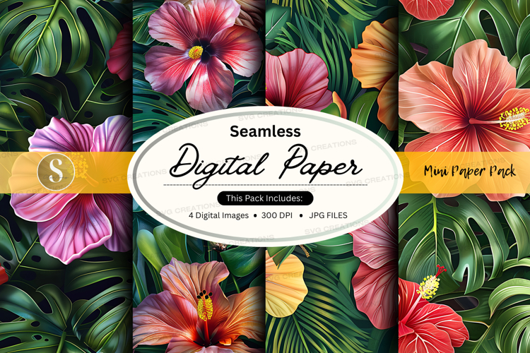 Seamless tropical flower digital paper
