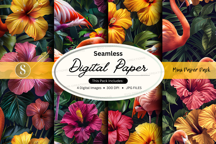 Tropical floral digital paper mockup