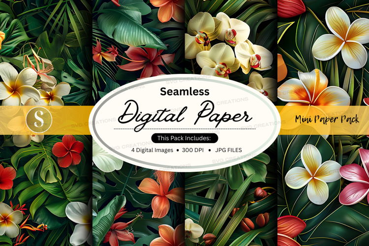 Tropical floral seamless digital paper