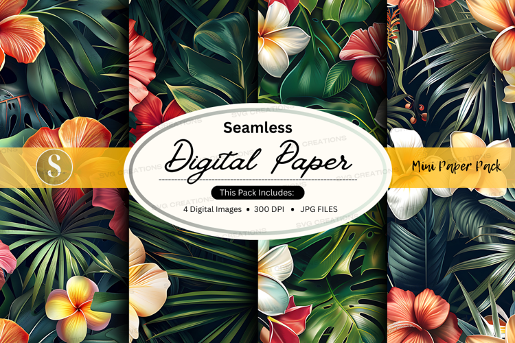 Tropical floral seamless digital paper