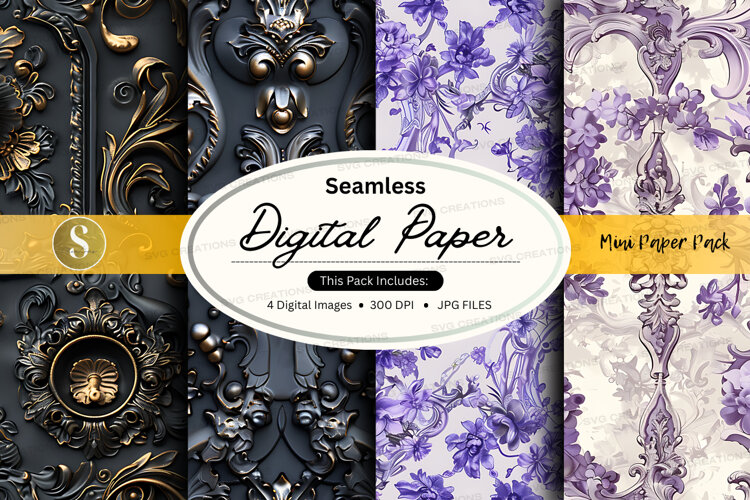 Seamless digital paper pack - elegant floral and (6543391)