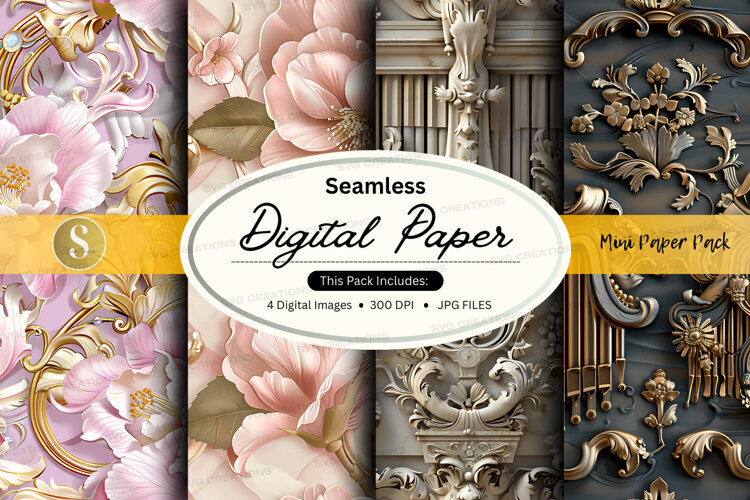 Seamless digital paper pack with floral and ornate (6543399)