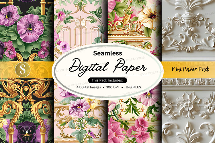 Seamless digital paper pack - floral and ornate (6543425)