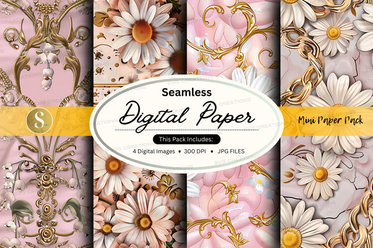 Seamless digital paper pack with floral and ornate (6543438)