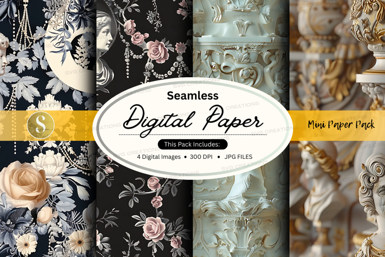 Seamless digital paper - vintage floral and ornate design pa
