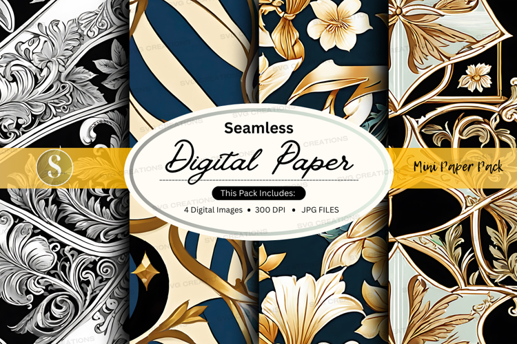 Seamless digital paper - floral and ornate pattern