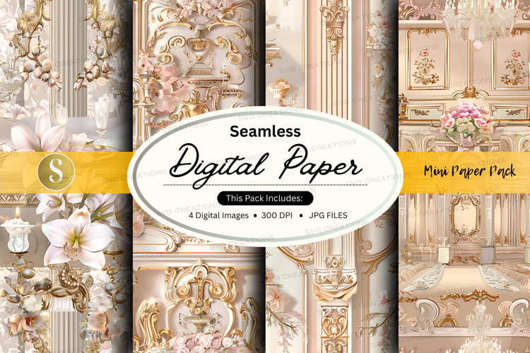 Seamless digital paper - vintage floral and ornate design