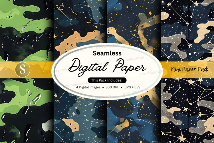 Seamless digital paper - camouflage and constellation patter