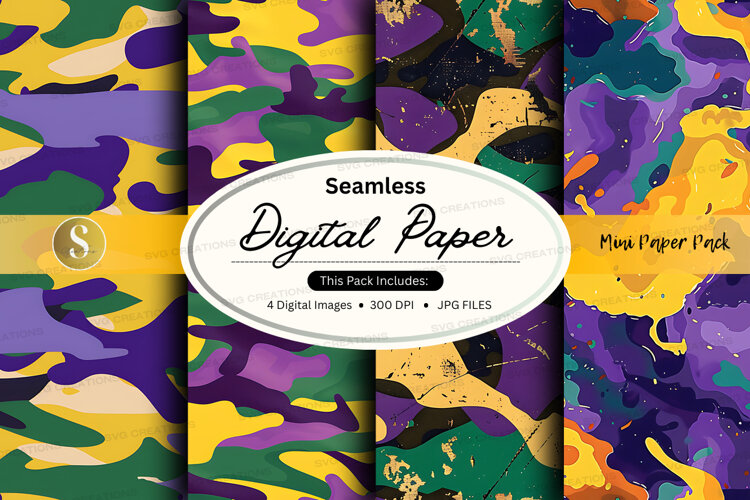 Seamless digital paper pack - abstract camouflage pattern