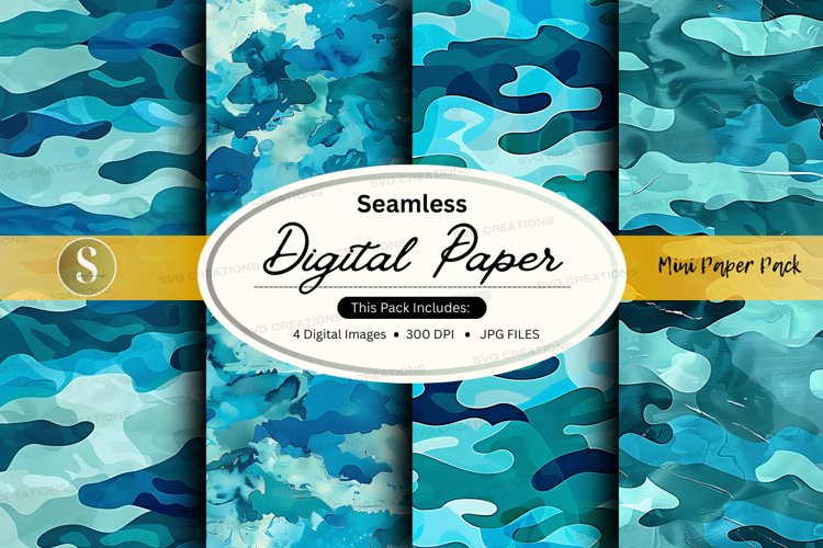 Seamless digital paper - blue camo pattern