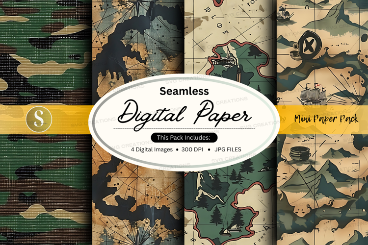 Seamless digital paper - map and nature theme