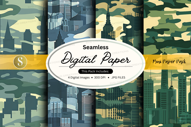 Seamless digital paper - cityscape camouflage pattern