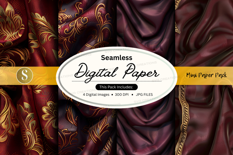 Seamless digital paper - maroon floral pattern