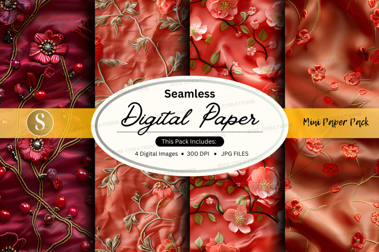 Seamless digital paper with floral designs