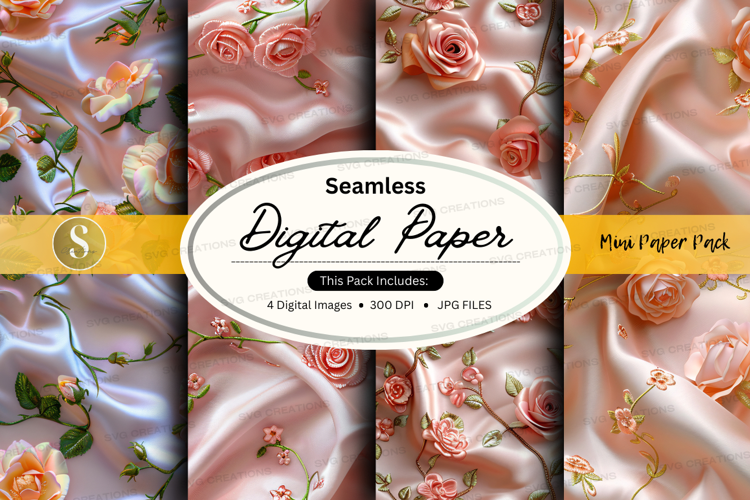 Seamless digital paper with pink roses pattern