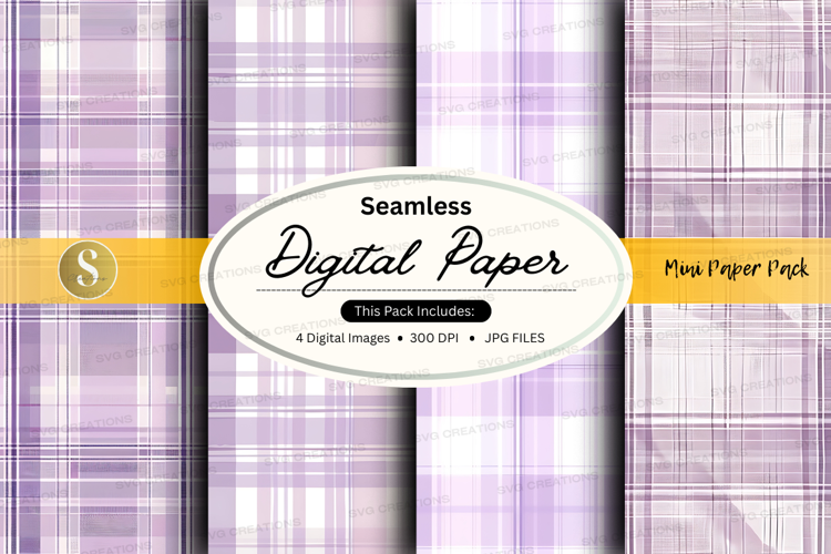 Seamless digital paper - plaid pattern in purple and white