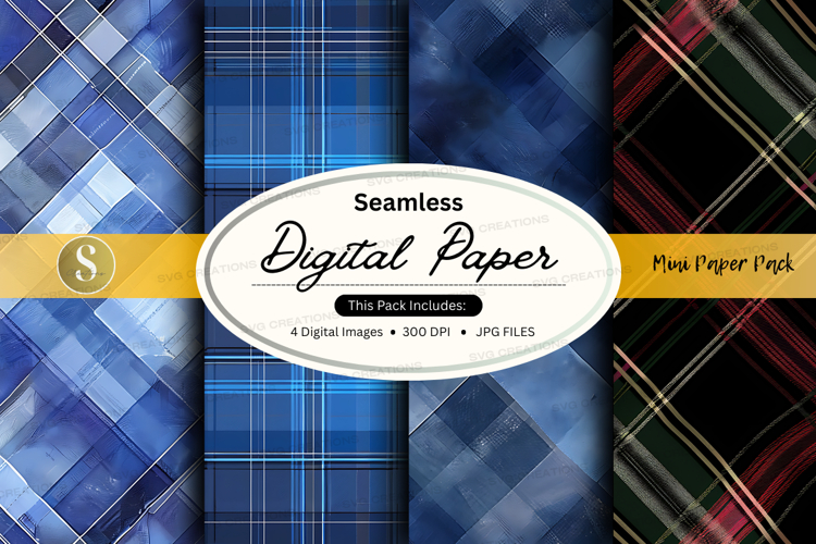 Seamless plaid digital paper pack