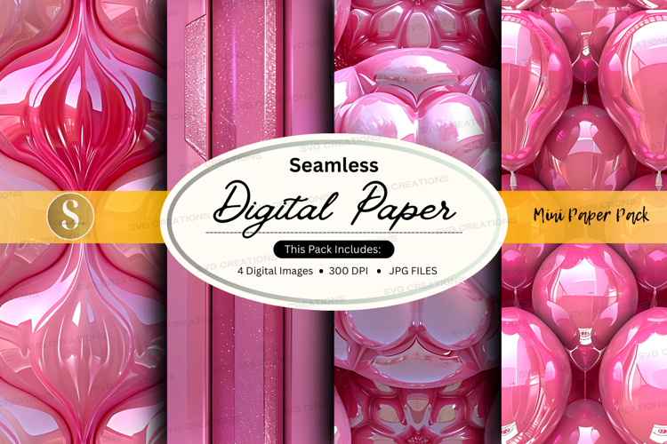 Seamless pink damask digital paper texture background