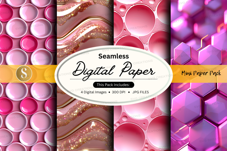 Seamless pink glitter digital paper texture pack background