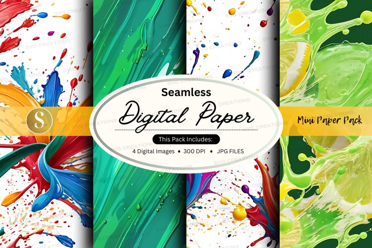 Seamless digital paper pack colorful abstract textures backg