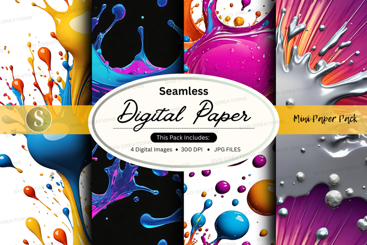 Seamless digital paper pack with vibrant watercolor textures
