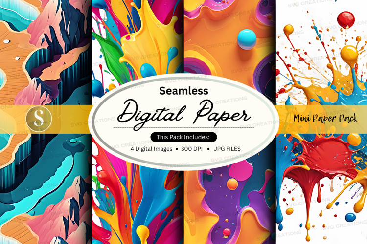 Seamless digital paper pack colorful abstract textures backg