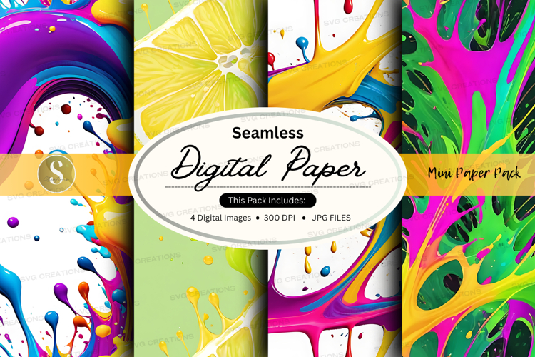 Seamless digital paper pack colorful abstract textures backg